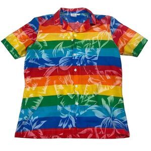 Endless Summer Hawaiian Rainbow Button Up Shirt Vintage